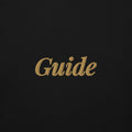 Guide Embroidered Hoodie in Black, close-up of the front embroidery.