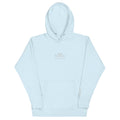 Trust the Process Embroidered Hoodie in Sky Blue, front flat view.