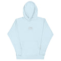 Follow the Child Embroidered Hoodie in Sky Blue, front flat view.