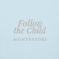 Follow the Child Embroidered Hoodie in Sky Blue, close-up of the front embroidery.