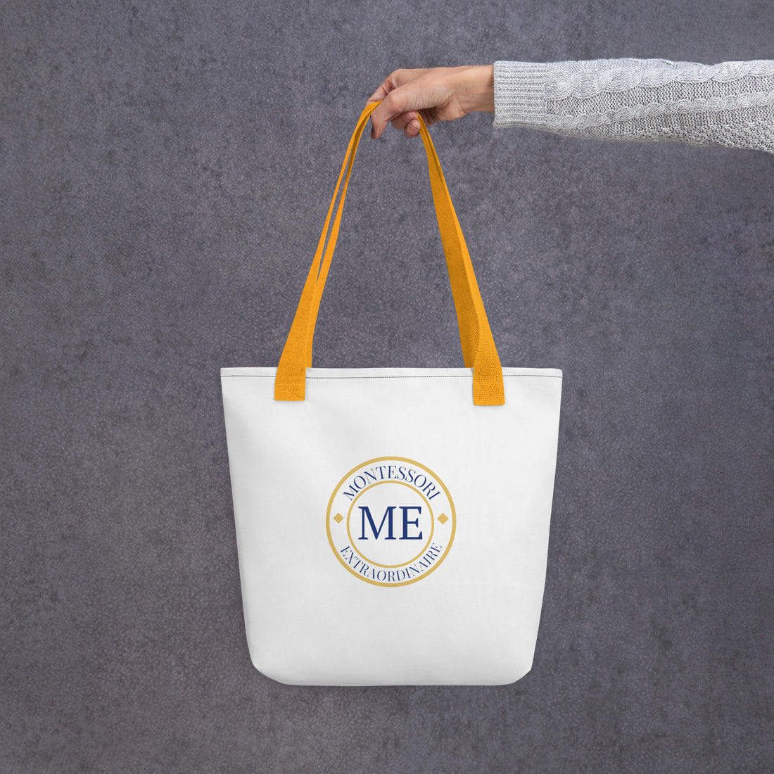 ME Signature Logo Tote Bag in Yellow, lifestyle view