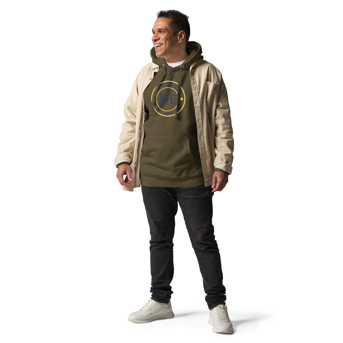 ME Signature Logo Premium Hoodie in Military Green, front view