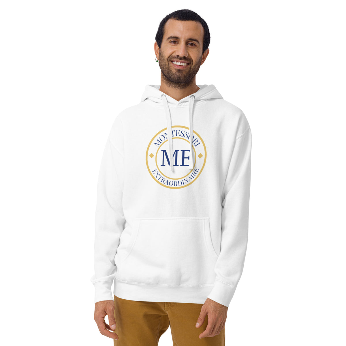 ME Signature Logo Premium Hoodie in White, front view