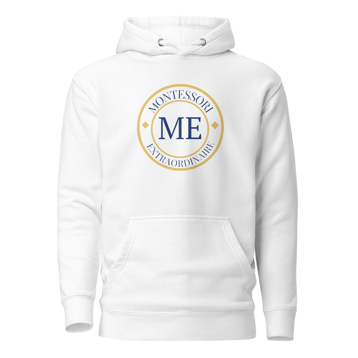 ME Signature Logo Premium Hoodie in White, front view