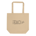 Teach Peace Organic Cotton Tote in Oyster, front view