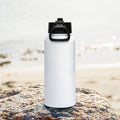 ME Signature Logo Straw-Lid Water Bottle (32 oz) in White, back view
