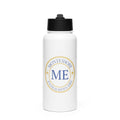 ME Signature Logo Straw-Lid Water Bottle (32 oz) in White, front view