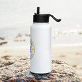 ME Signature Logo Straw-Lid Water Bottle (32 oz) in White, left view