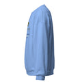Mission Possible Montessori Small School + Big Education Crewneck Sweatshirt in Carolina Blue, left view