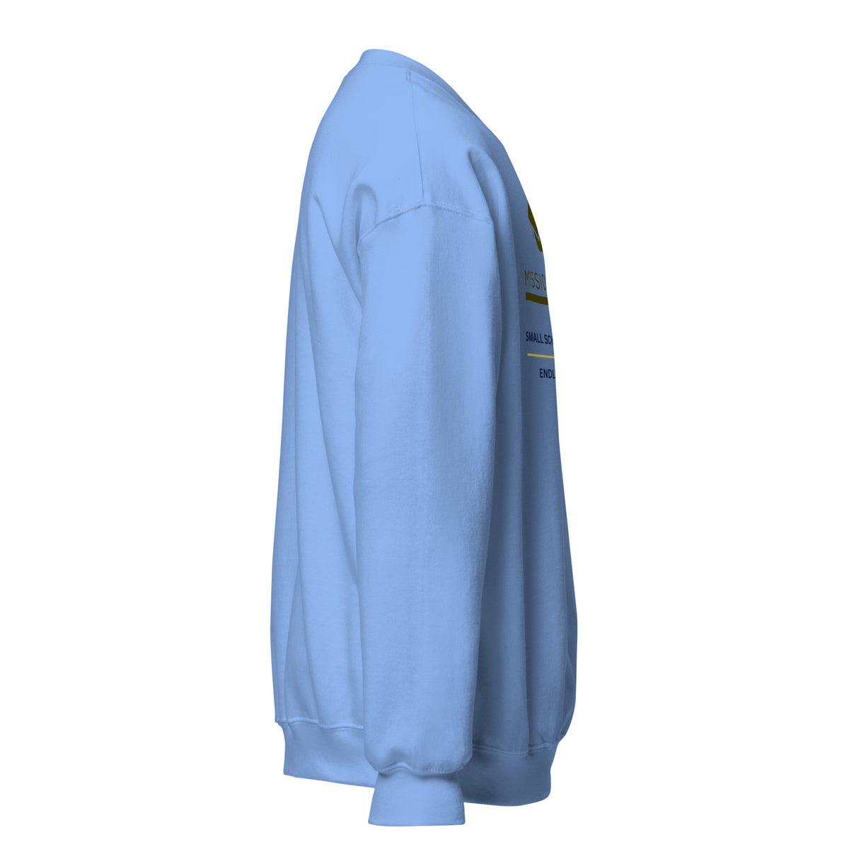 Mission Possible Montessori Small School + Big Education Crewneck Sweatshirt in Carolina Blue, right view