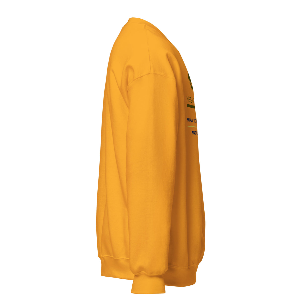 Mission Possible Montessori Small School + Big Education Crewneck Sweatshirt in Gold, right view