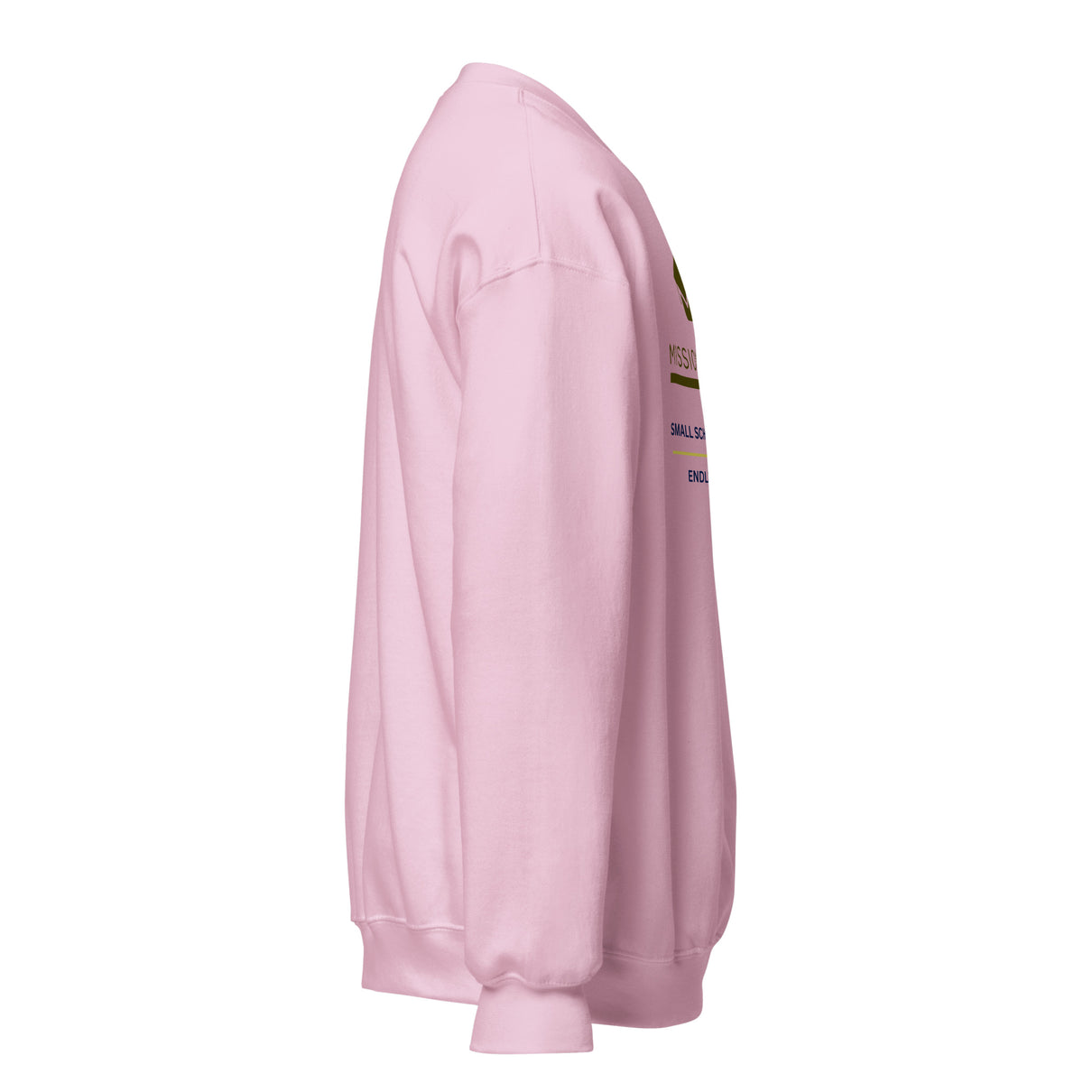 Mission Possible Montessori Small School + Big Education Crewneck Sweatshirt in Light Pink, right view