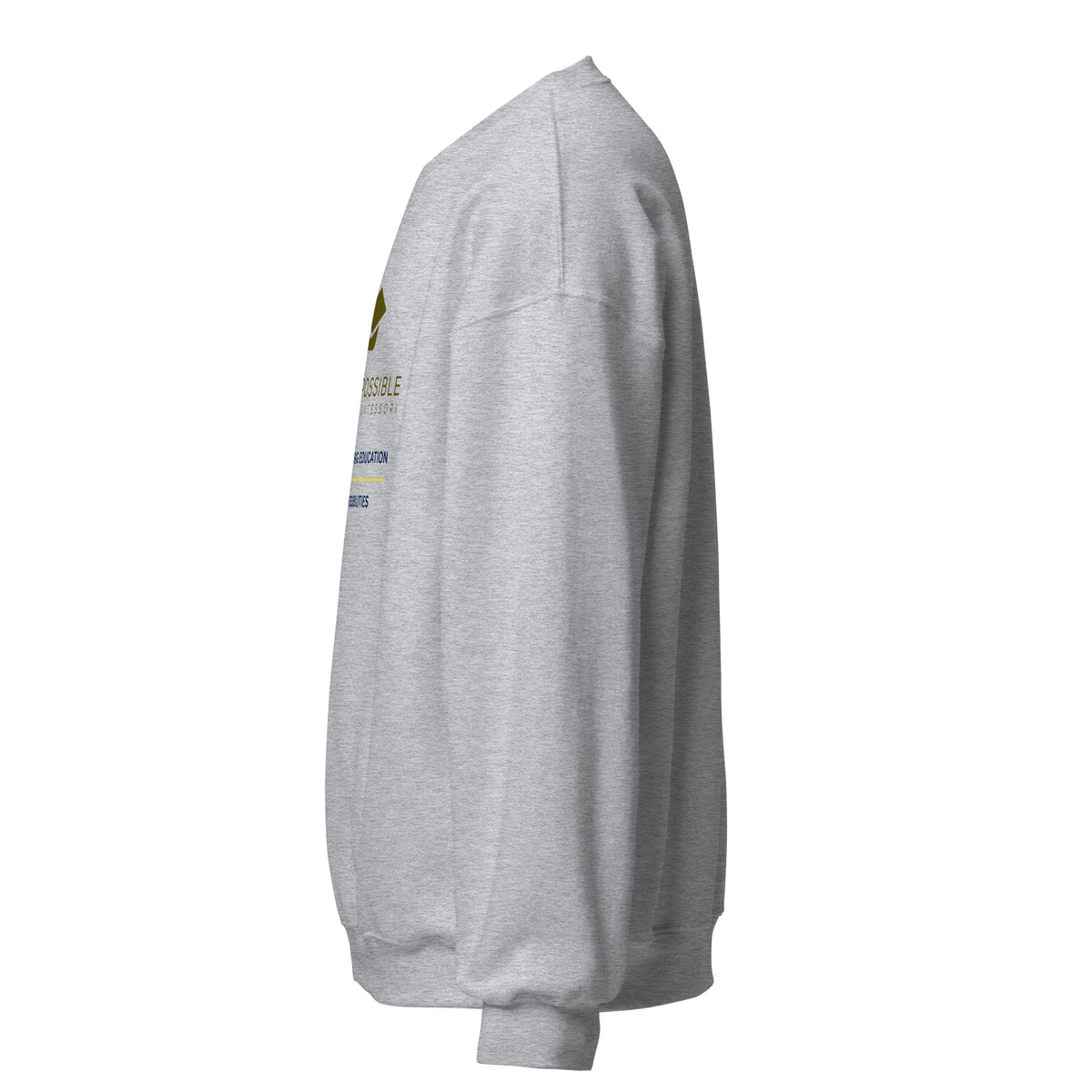 Mission Possible Montessori Small School + Big Education Crewneck Sweatshirt in Sport Grey, left view
