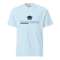 Mission Possible Montessori Logo Garment-Dyed Heavyweight Tee in Chambray, front view