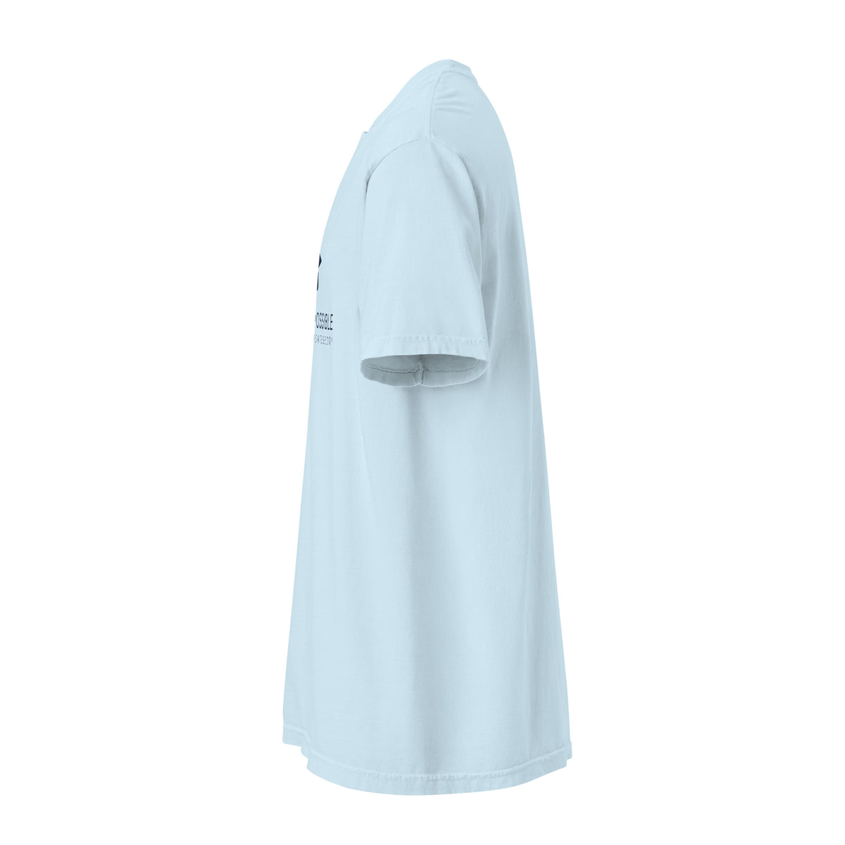 Mission Possible Montessori Logo Garment-Dyed Heavyweight Tee in Chambray, left view
