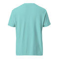 Mission Possible Montessori Logo Garment-Dyed Heavyweight Tee in Lagoon Blue, back view