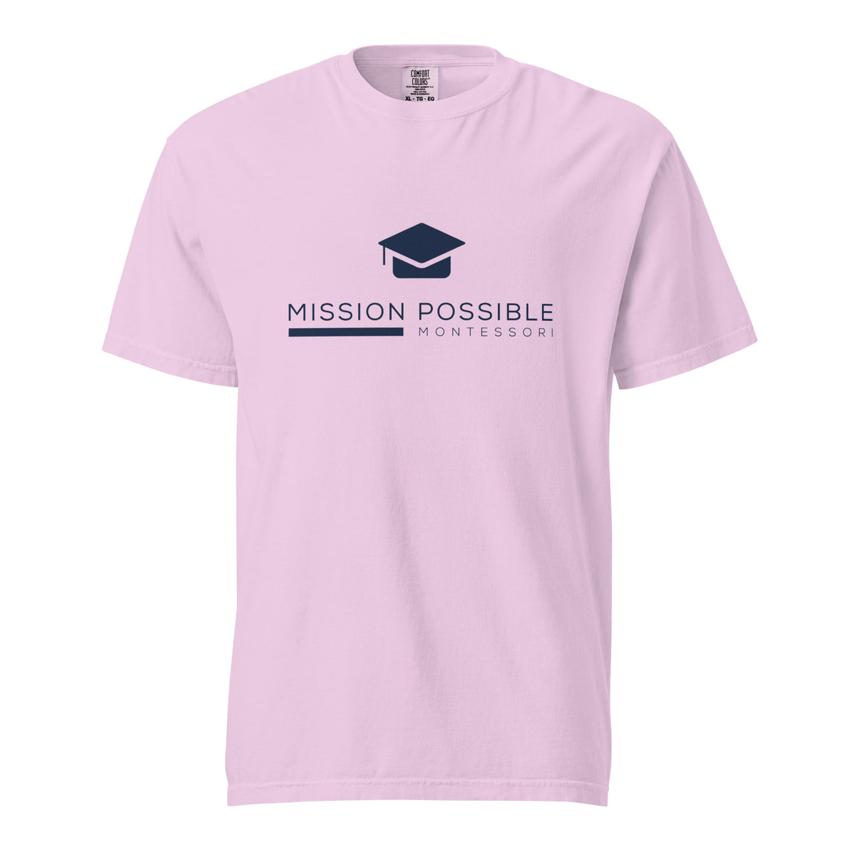 Mission Possible Montessori Logo Garment-Dyed Heavyweight Tee in Orchid, front view