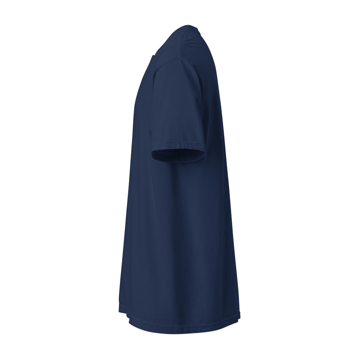Mission Possible Montessori Logo Garment-Dyed Heavyweight Tee in True Navy, left view