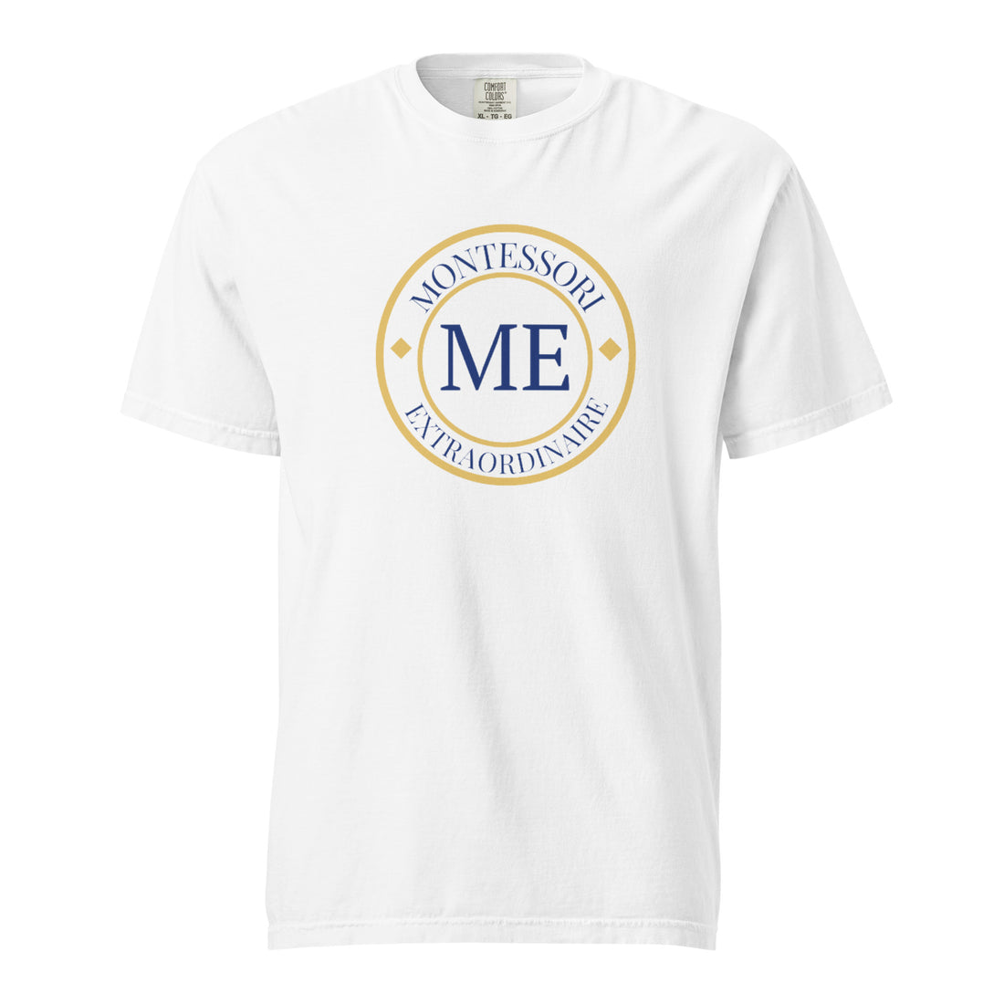 ME Signature Logo Garment-Dyed Heavyweight Tee in White, front view
