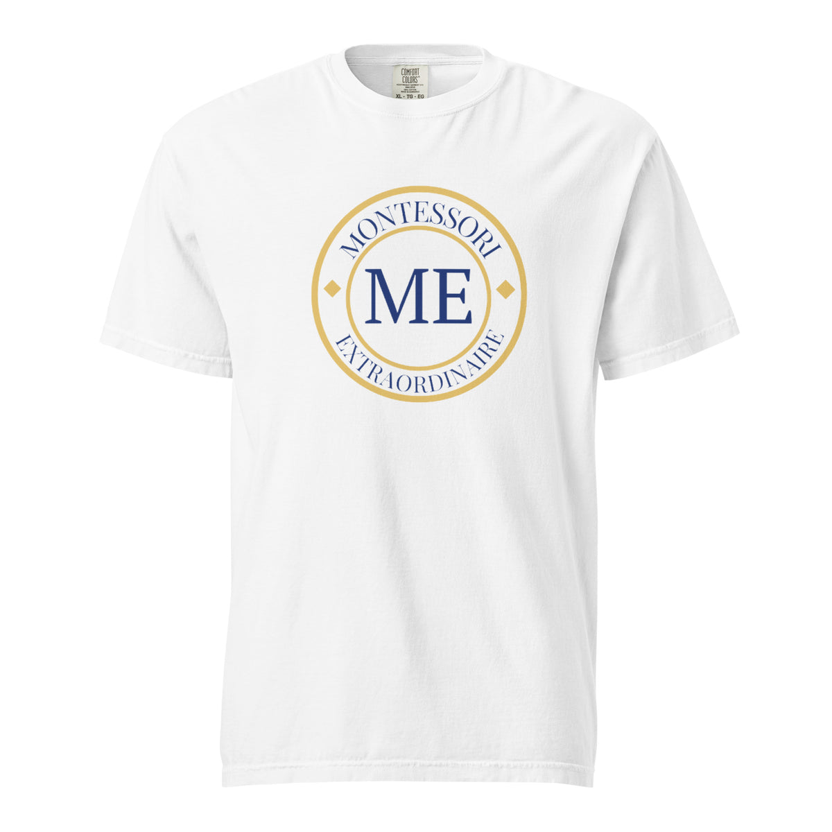 ME Signature Logo Garment-Dyed Heavyweight Tee in White, front view