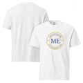ME Signature Logo Garment-Dyed Heavyweight Tee in White, front and back view