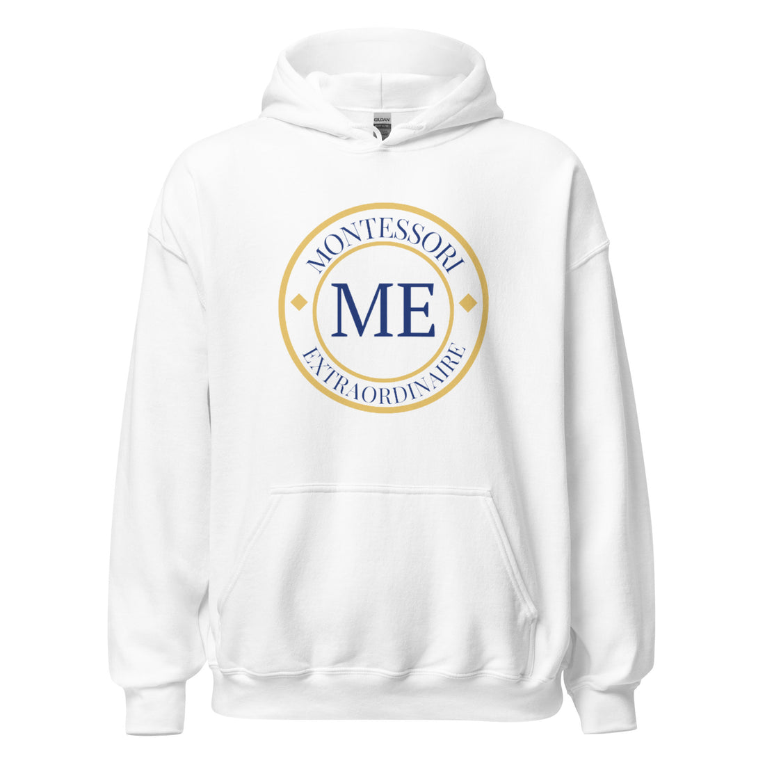 ME Signature Logo Classic Hoodie in White, front view