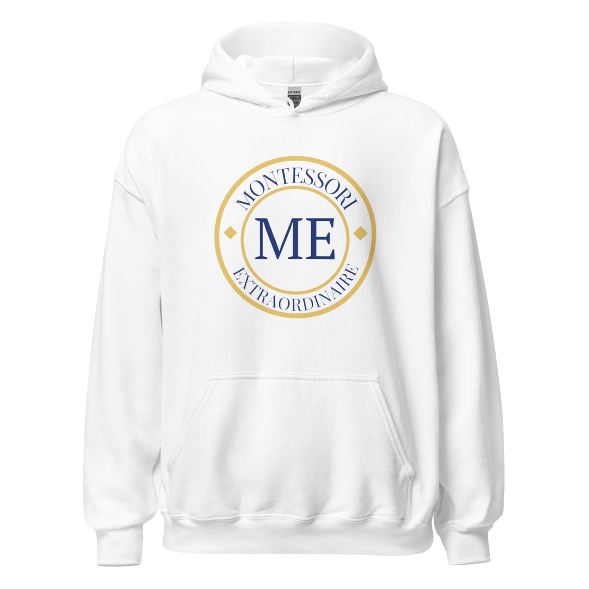 ME Signature Logo Classic Hoodie in White, front view