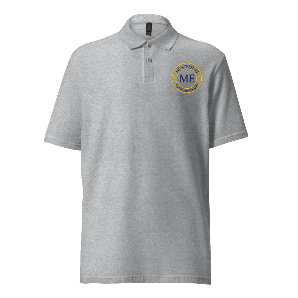 ME Signature Embroidered Unisex Piqué Polo in Sport Grey, front view