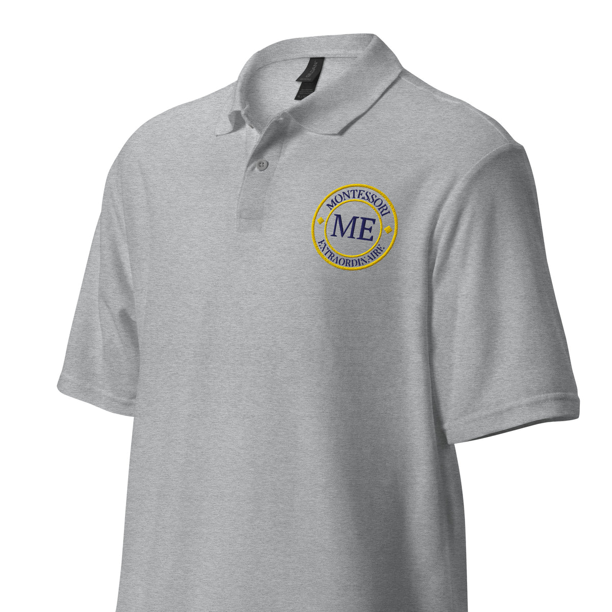 ME Signature Embroidered Unisex Piqué Polo in Sport Grey, left front view