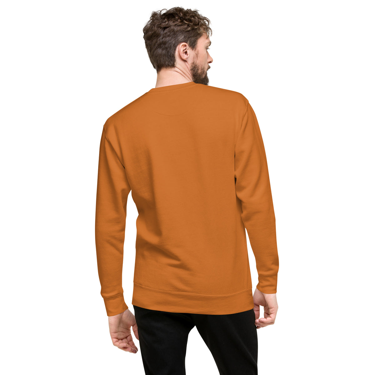 ME Signature Logo Premium Crewneck Sweatshirt in Adobe, back view