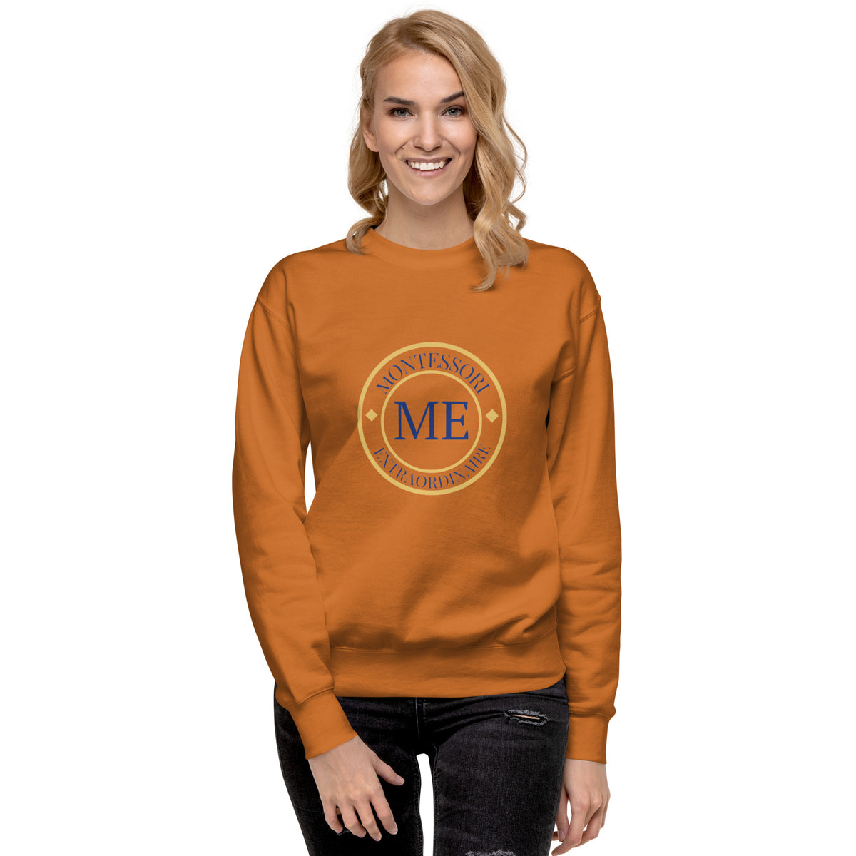 ME Signature Logo Premium Crewneck Sweatshirt in Adobe, front view