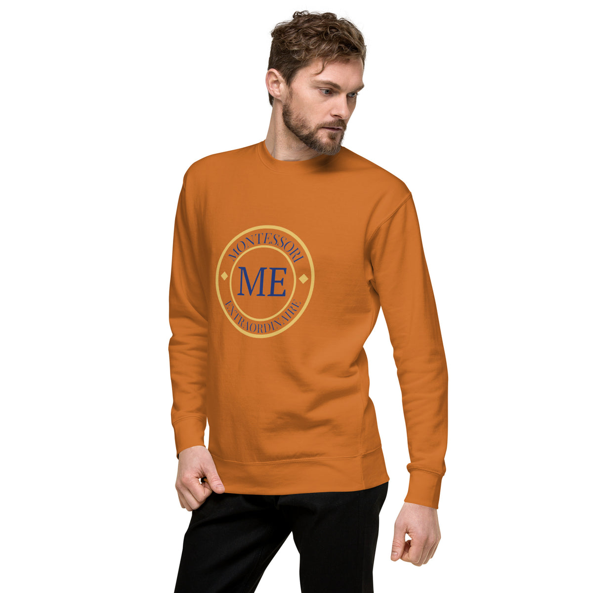 ME Signature Logo Premium Crewneck Sweatshirt in Adobe, left front view