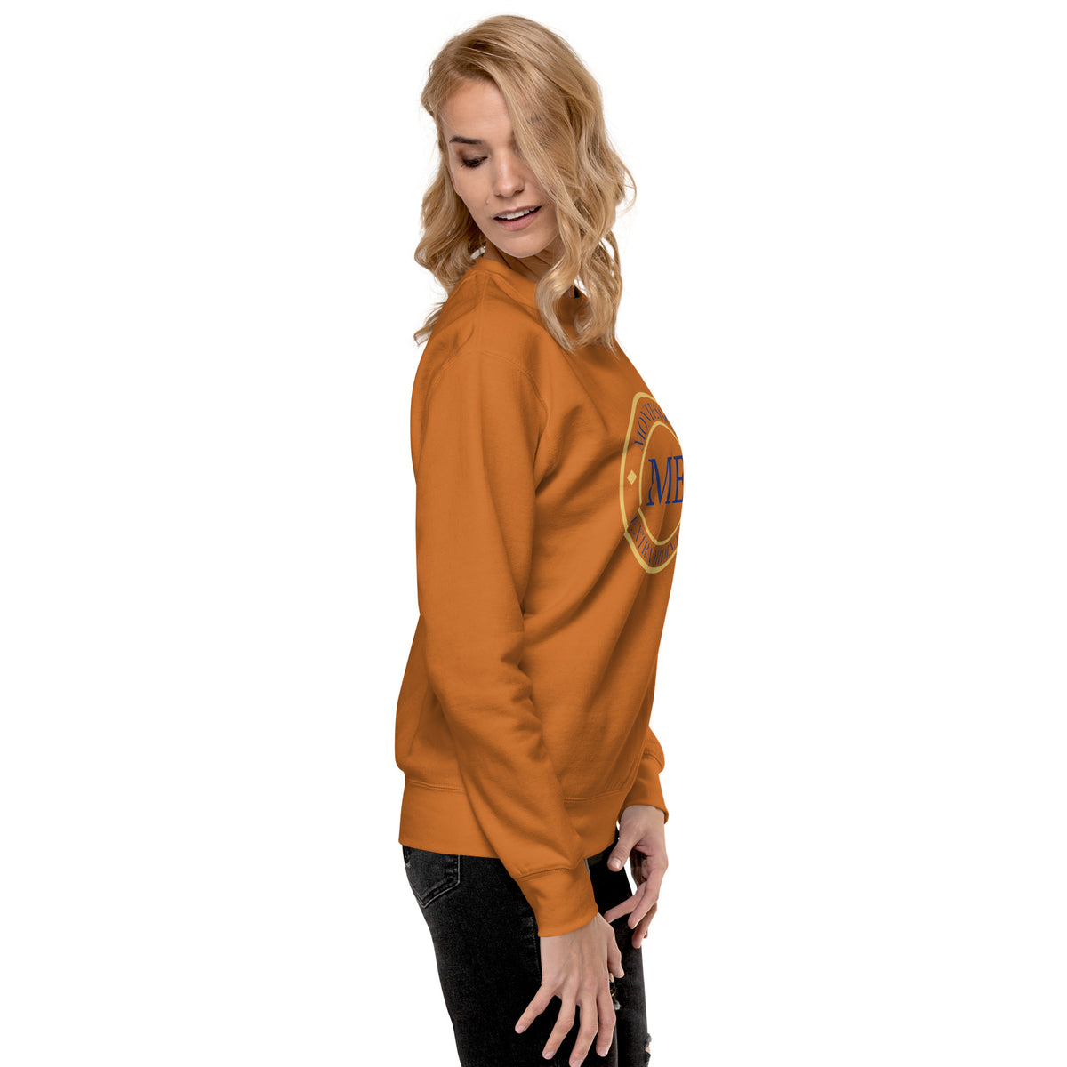 ME Signature Logo Premium Crewneck Sweatshirt in Adobe, right view