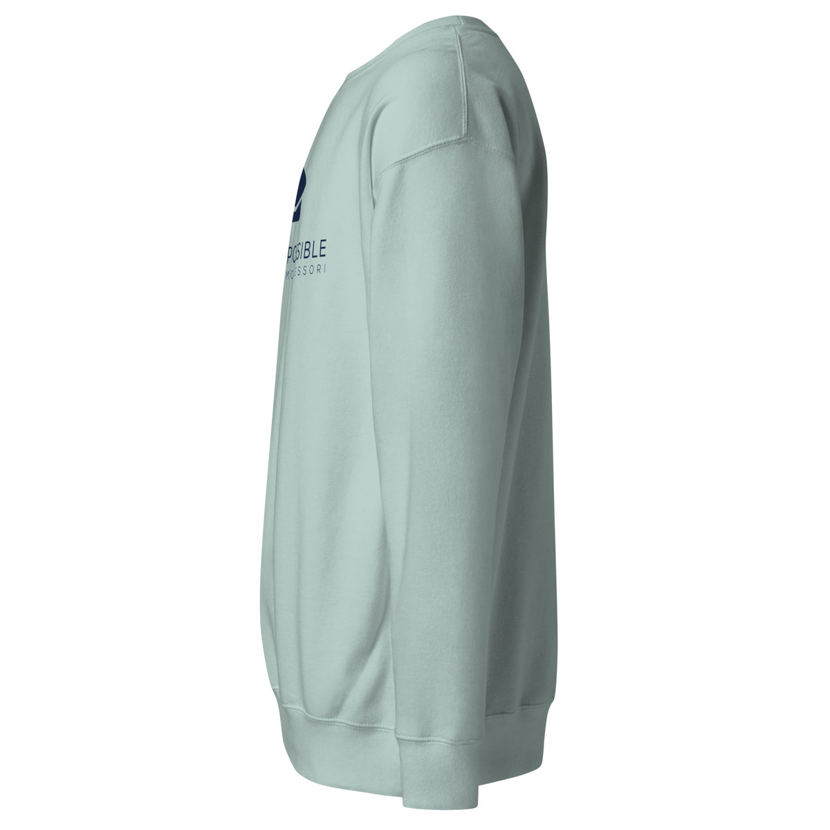 Mission Possible Montessori Logo Premium Crewneck Sweatshirt in Agave, left view