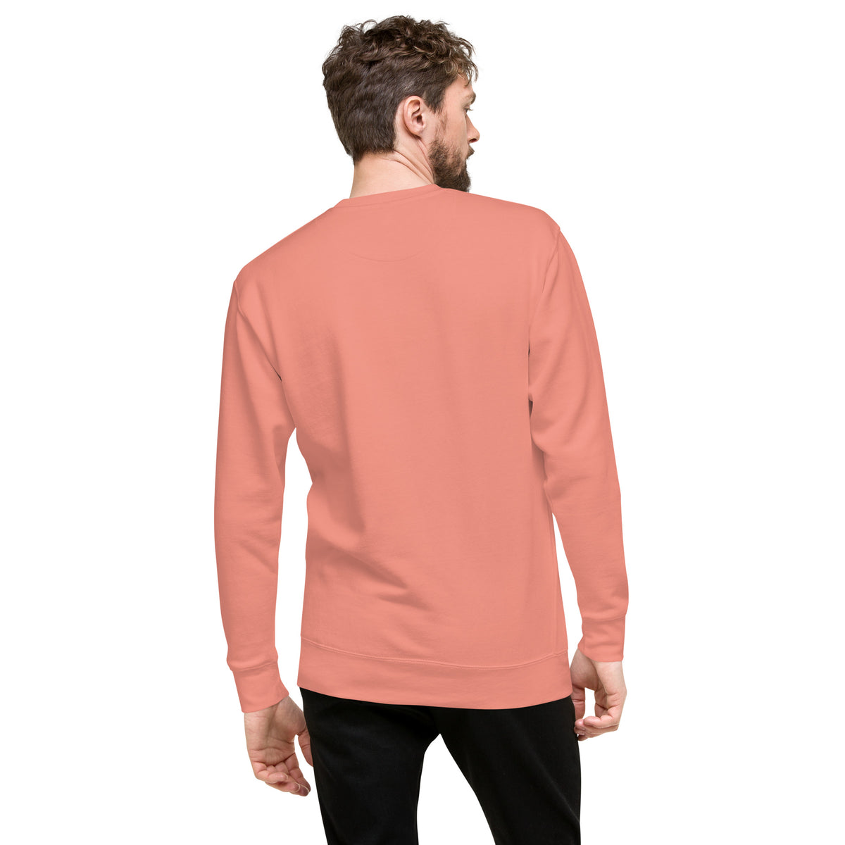 ME Signature Logo Premium Crewneck Sweatshirt in Dusty Rose, back view