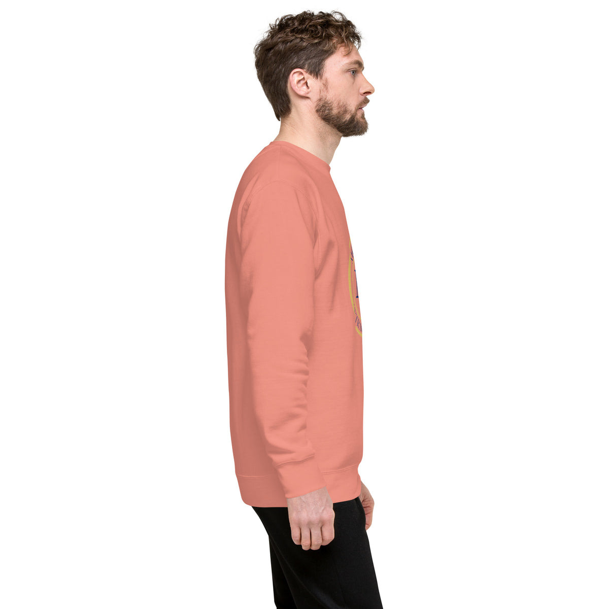 ME Signature Logo Premium Crewneck Sweatshirt in Dusty Rose, right view