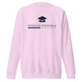 Mission Possible Montessori Logo Premium Crewneck Sweatshirt in Lavender, front view