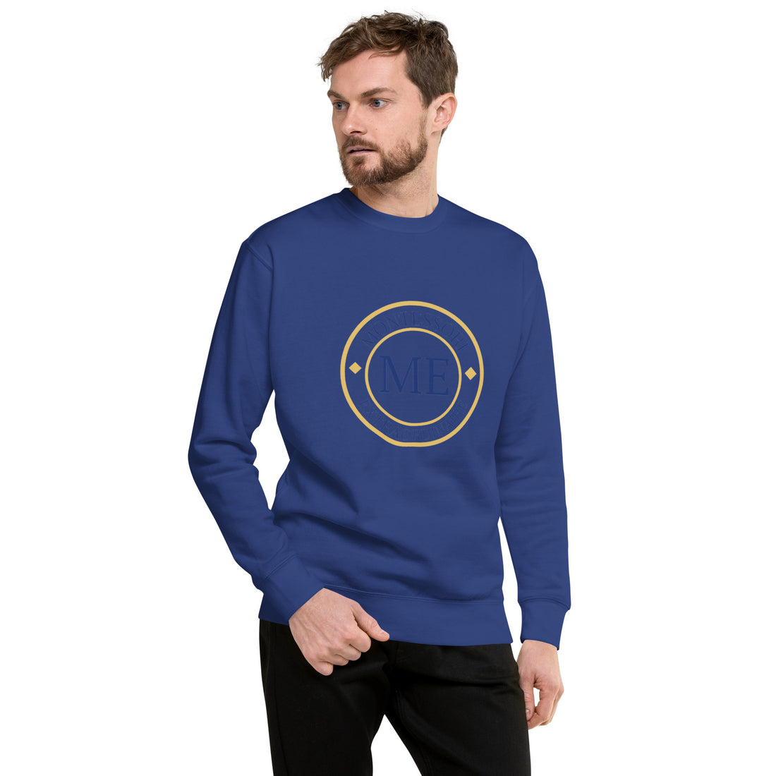 ME Signature Logo Premium Crewneck Sweatshirt in Dusty Rose, front view