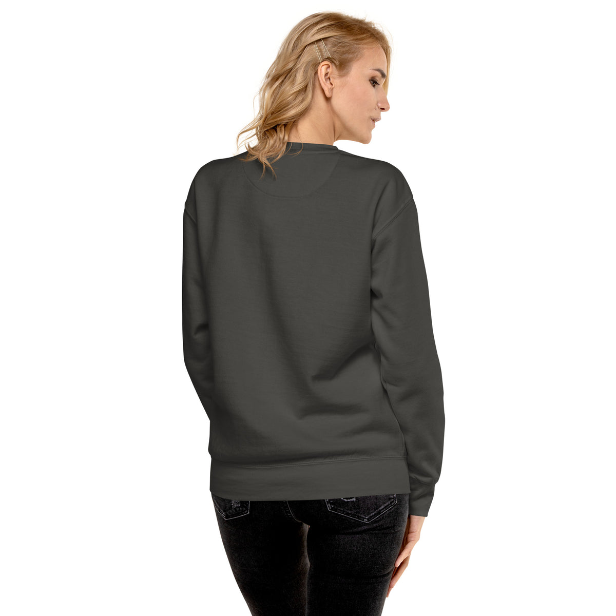ME Signature Logo Premium Crewneck Sweatshirt in Vintage Black, back view