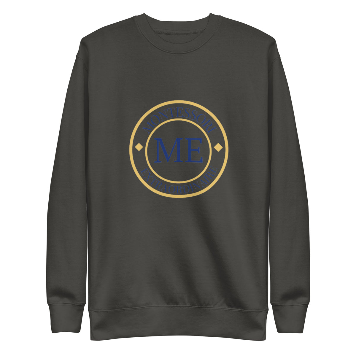 ME Signature Logo Premium Crewneck Sweatshirt in Vintage Black, front view