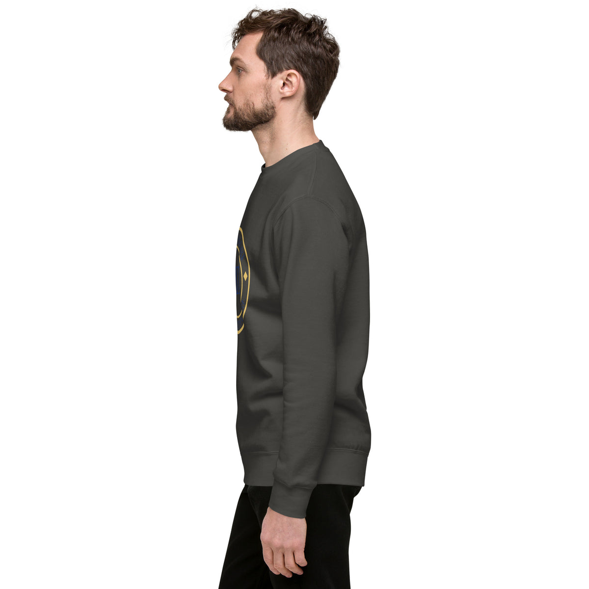 ME Signature Logo Premium Crewneck Sweatshirt in Vintage Black, left view