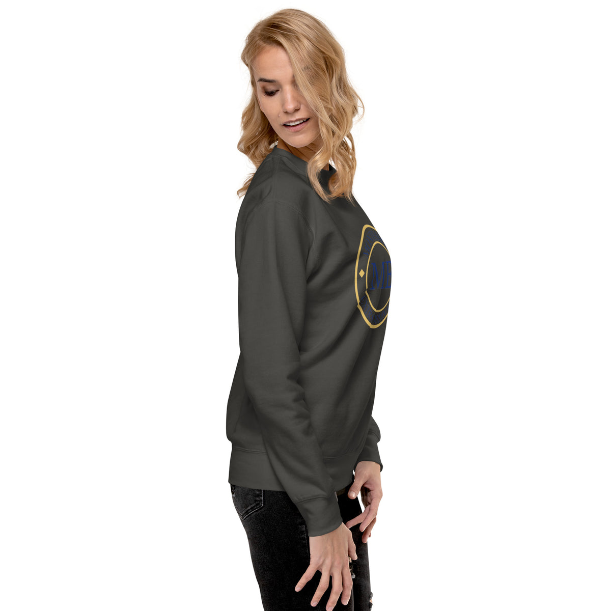 ME Signature Logo Premium Crewneck Sweatshirt in Vintage Black, right view