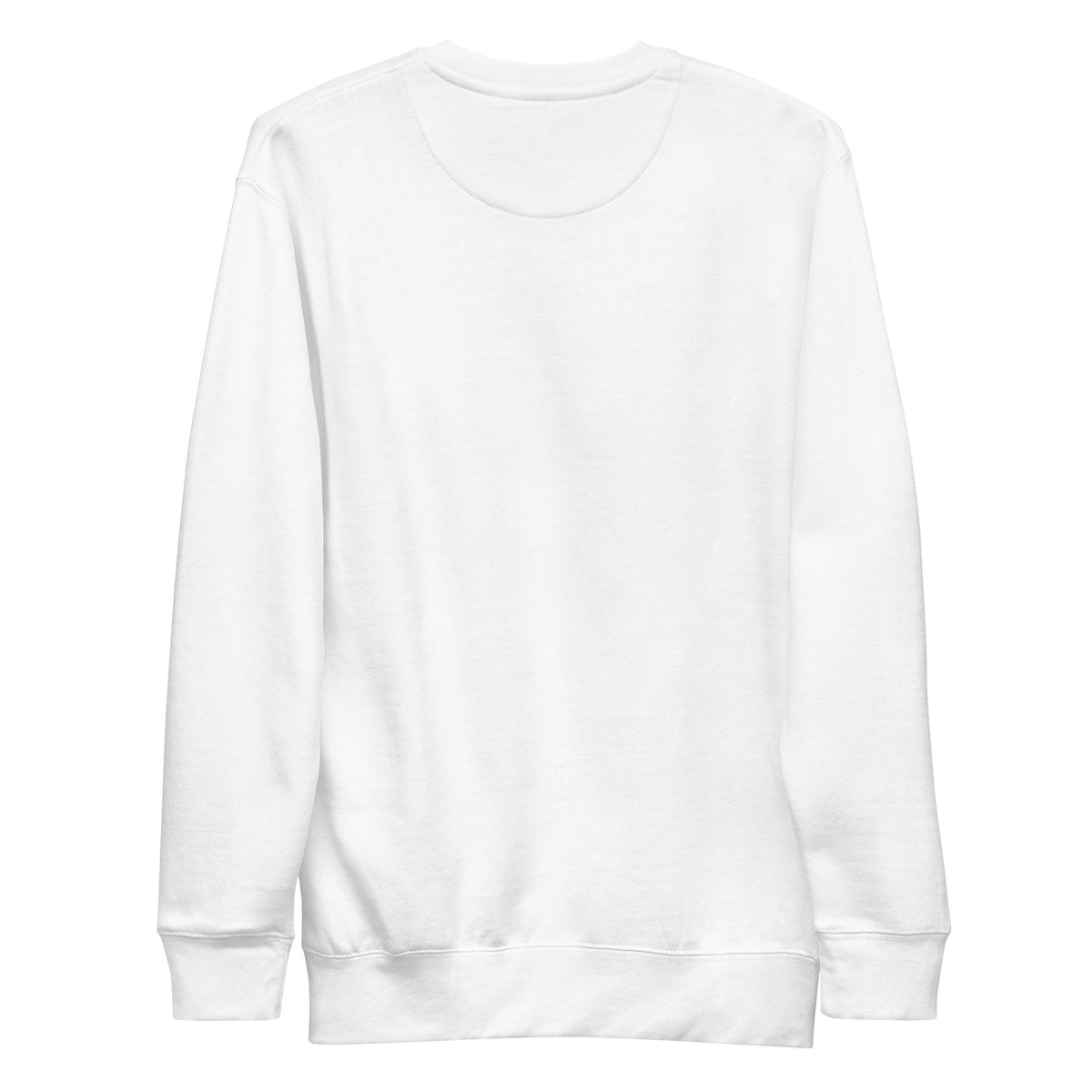 ME Signature Logo Premium Crewneck Sweatshirt in White, back view