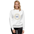 ME Signature Logo Premium Crewneck Sweatshirt in White, front view