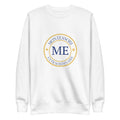 ME Signature Logo Premium Crewneck Sweatshirt in White, front view