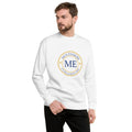 ME Signature Logo Premium Crewneck Sweatshirt in White, front view