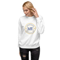 ME Signature Logo Premium Crewneck Sweatshirt in White, front view