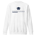Mission Possible Montessori Logo Premium Crewneck Sweatshirt in White, front view
