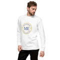 ME Signature Logo Premium Crewneck Sweatshirt in White, left front view