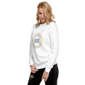 ME Signature Logo Premium Crewneck Sweatshirt in White, left front view